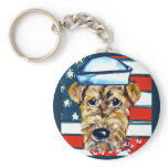 Airedale Navy Keychains