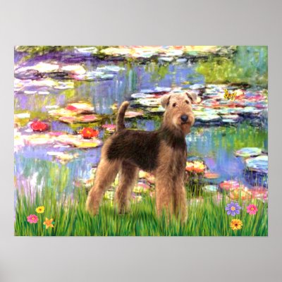Airedale Terrier (#6) - Lilies #2 Posters by masterpiecedogs