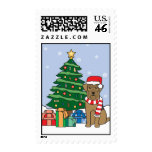 Airedale Terrier and Christmas Tree Postage Stamp