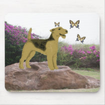 Airedale Terrier Chasing Butterflies mousepads