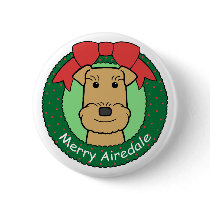 Airedale Terrier Christmas Pinback Buttons