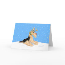 Airedale Terrier Christmas Dale Deer Card