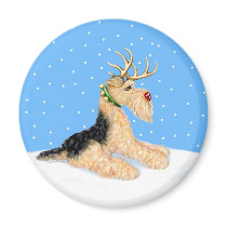 Airedale Terrier Christmas Dale Deer Refrigerator Magnets