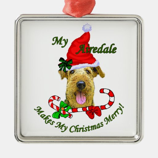 airedale terrier christmas gifts metal ornament zazzle airedale terrier christmas gifts metal ornament zazzle