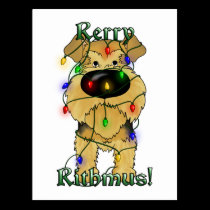 Airedale Terrier Christmas Lights postcards