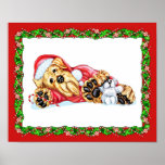 Airedale Terrier Christmas Waiting for Santa Poster