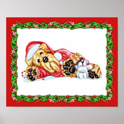 Airedale Terrier Christmas Waiting for Santa Poster by DanesRUs