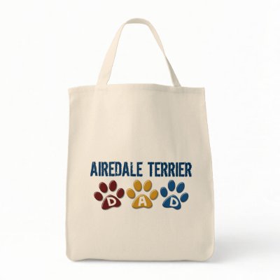AIREDALE TERRIER DAD Paw Print Canvas Bags by poochloverstuff