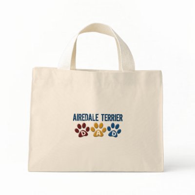 AIREDALE TERRIER DAD Paw Print Tote Bags by poochloverstuff