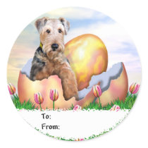 Airedale Terrier Easter Surprise Round Stickers