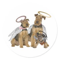 Airedale Terrier  Family angels stickers