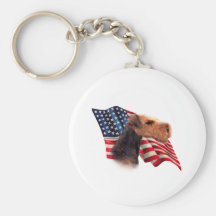Airedale Terrier Flag Keychains