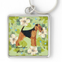 Airedale Terrier ~ Green Leaves Design Key Chains