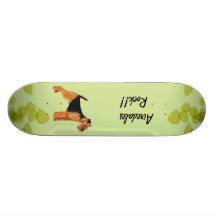 Airedale Terrier ~ Green Leaves Design Skate Boards