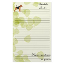 Airedale Terrier ~ Green Leaves Design Custom Stationery