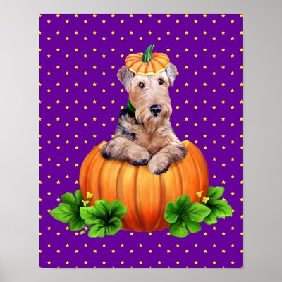 Airedale Terrier Halloween Dale-O-Lantern Print by DanesRUs