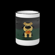 Airedale Terrier Halloween Vampire mugs
