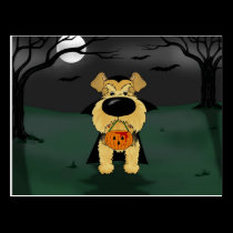Airedale Terrier Halloween Vampire postcards