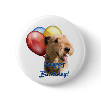 Airedale Terrier Happy Birthday Balloon buttons by GreyWolfCreation Airedale Terrier Happy Birthday Balloon buttons