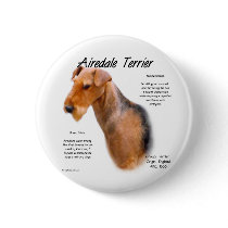 Airedale Terrier History Design Pinback Buttons