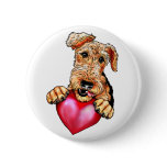 Airedale Terrier Holds My Heart no text Buttons