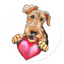 Airedale Terrier Holds My Heart no text Sticker
