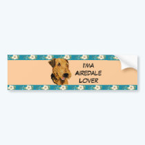 Airedale Terrier - I'ma Airedale Lover Floral bumper stickers