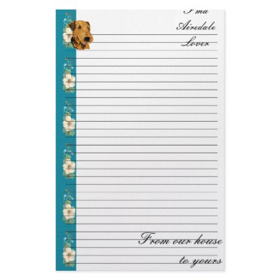 Airedale Terrier - I'ma Airedale Lover Floral Stationery Design by abquisto