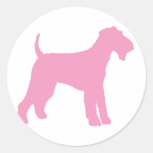 Airedale Terrier (pink) Round Sticker