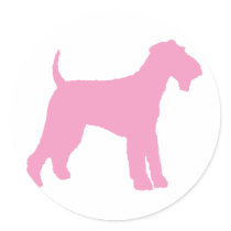 Airedale Terrier (pink) Round Sticker