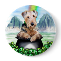 Airedale Terrier Pot of Gold Button