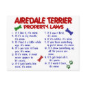 AIREDALE TERRIER Property Laws 2 postcards by poochloverstuff AIREDALE TERRIER Property Laws 2 postcards
