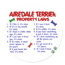 AIREDALE TERRIER Property Laws 2 Sticker