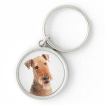 Airedale Terrier Puppy Dog Premium Silver Keychain