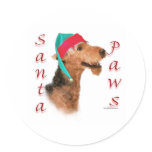 Airedale Terrier Santa Paws Round Stickers