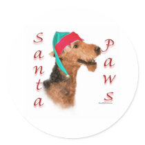 Airedale Terrier Santa Paws stickers