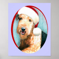 Airedale Terrier Santa Poster