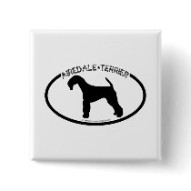 Airedale Terrier Silhouette Black Button