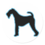 Airedale Terrier Silhouette Round Stickers