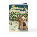 Airedale Terrier Snow Cabin Christmas Cards