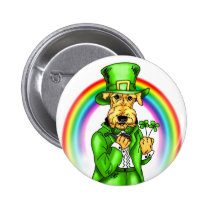 Airedale Terrier St. Patrick's Day Leprechaun buttons