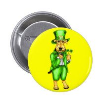 Airedale Terrier St. Patrick's Day Leprechaun buttons