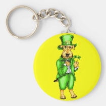 Airedale Terrier St. Patrick's Day Leprechaun keychains