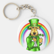 Airedale Terrier St. Patrick's Day Leprechaun keychains