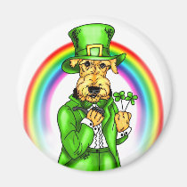 Airedale Terrier St. Patrick's Day Leprechaun magnets