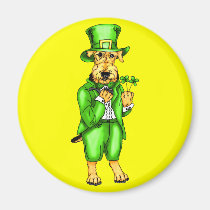 Airedale Terrier St. Patrick's Day Leprechaun magnets