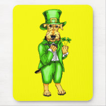 Airedale Terrier St. Patrick's Day Leprechaun mousepads