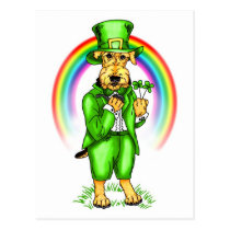 Airedale Terrier St. Patrick's Day Leprechaun postcards