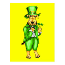 Airedale Terrier St. Patrick's Day Leprechaun postcards