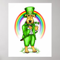 Airedale Terrier St. Patrick's Day Leprechaun posters